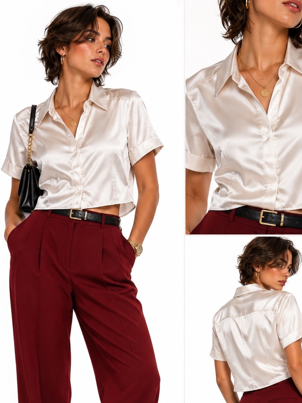 Express satin boxy button up